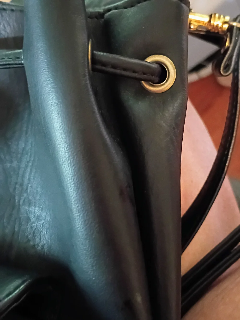 G.H. Bass & Co. Black Leather Mini Backpack with Gold Buckles